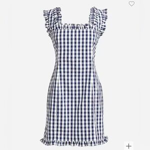J Crew Ruffle-trim stretch cotton poplin mini dress in gingham